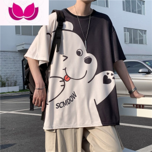 七斓2022新款短袖T恤男夏季百搭宽松印花上衣港风潮牌ins网红情侣体恤