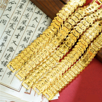 新款越南沙金霸气总裁男士手链宽镀金车花手表链久不褪色老板款式送女朋友老婆情人节七夕生日礼物