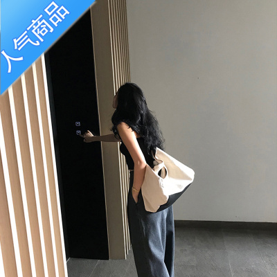 FENGHOU小众设计质感帆布大包时髦超大立体拼皮撞色单肩斜挎手提女包