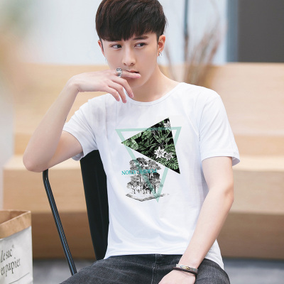 夏季新款男士短袖T恤韩版修身青年印花圆领半袖体恤上衣服潮男装CYMMEDL