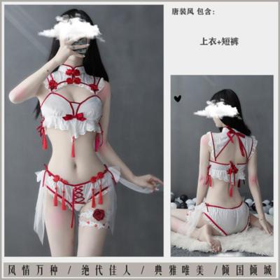 吉祥小炮情趣旗袍宫廷情趣内衣诱惑肚兜式性感超羞耻激情SM制服套装红白旗袍套装（不含袜均码