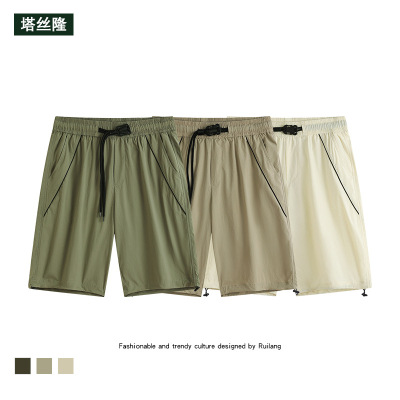 男装夏季短裤男塔丝隆复古潮牌纯色五分裤运动休闲裤源头