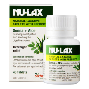 NuLax芦荟乐康片40粒/瓶装 澳洲原装进口 膳食纤维/果蔬纤维 排宿便滋润肠胃 香港/保税随机发