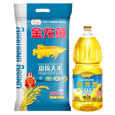 金龙鱼盘锦大米5kg+阳光葵花籽1.8L粳米东北大米食用油新老包装随机发