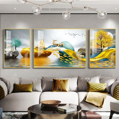 弗星轻奢客厅装饰画沙发背景墙画北欧三联画晶瓷现代简约卧室玄关壁画装饰字画国画