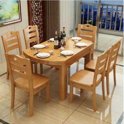 逐鹿中原现代中式餐桌椅橡胶木餐桌HY-523实木贴皮餐椅餐桌组合一桌六椅(规格款式可选)