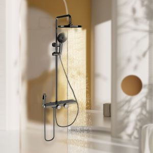 金牌卫浴GOLD 枪灰色大置物平台 四挡淋浴花洒套装KA05805(含安装) KA05805（枪灰色）