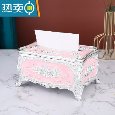 敬平欧式纸巾盒家用客厅茶几抽纸盒创意轻奢KTV纸抽盒餐厅美式ins摆件 银粉(时尚款)