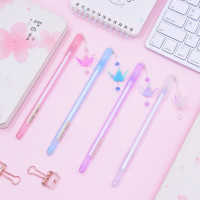 林檎少女心韩版小清新千本樱镭射千纸鹤挂件中性笔创意可爱吊坠学生用萌卡通女0.5mm黑色水笔送女朋友老婆生日礼物送女朋友老