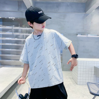 男童短袖T恤2025新款夏季洋气时髦炸街中大童男孩夏装宽松半袖潮T