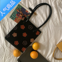 FENGHOU单肩包女ins秋冬新款立体炫雅风花朵包购物袋拉链pu书包大学生书包