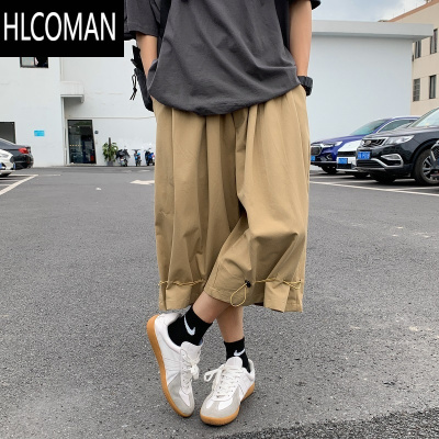 HLCOMAN过膝短裤男七分裤宽松5分裤潮流胖子6分马裤加肥加大码休闲沙滩裤