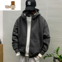 YANXU卫衣男外套2023纯色连帽开衫韩版潮流ins宽松运动帽衫上衣