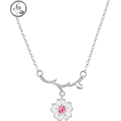 925银樱花项链女潮网红简约气质锁骨链甜美吊坠小众设计桃花颈链 JiMi