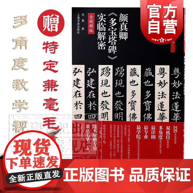 赠毛笔 颜真卿多宝塔碑实临解密 楷书字帖全视频版碑帖名品全本实临系列任策作品上海书画出版社 楷书书法篆刻毛笔字名家高清字