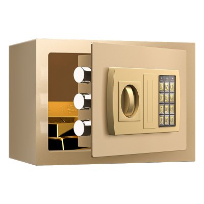 臻远ZY-NW-BXGS-01全钢实心保险柜办公家用防盗保险箱20cm金色电子款