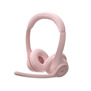 罗技(Logitech)Zone 300无线蓝牙耳机麦克风 头戴式耳机降噪麦克风 视频会议培训办公网课话务耳麦 粉色