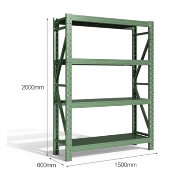 NHZHIW 仓储置物架快递架四层超市展示货架2*1.5*0.6m 300kg/层 军绿色 冷轧钢