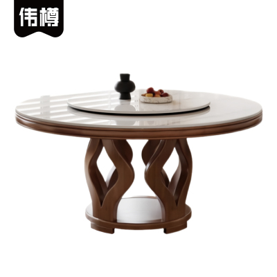 伟樽岩板餐桌150*150*75cm张