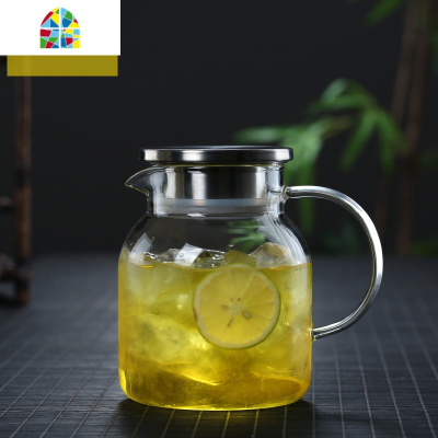 夏季玻璃水壶耐热冷水壶家用冷水壶可高温凉水杯大容量凉白开套装 FENGHOU 1500ml乐享壶平光款钢盖凉水壶