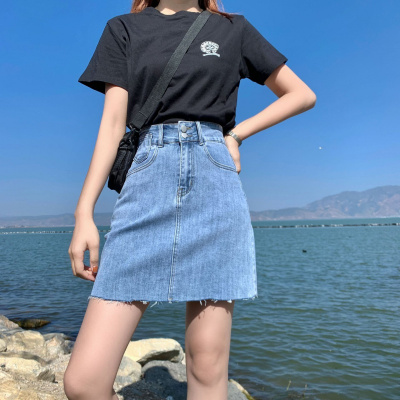 高腰牛仔裙2021新款半身裙女夏a字款裙子时尚显瘦防走光包臀裙