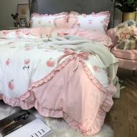 美帮汇床上用品款四件套蝴蝶结少女心公主风床单被套春秋款床品套件