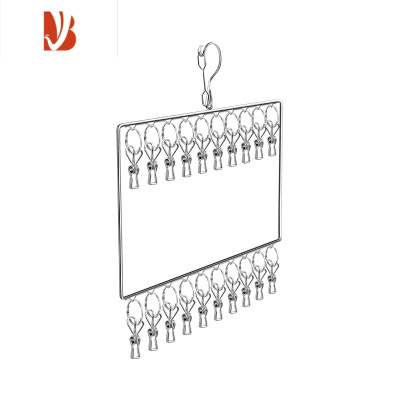 三维工匠不锈钢晒袜子器多凉晾衣架圆盘多夹子挂内衣内裤袜子架挂钩