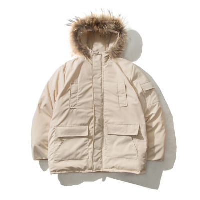 NEWLAKE2020冬季日系复古毛领宽松棉服男加厚连帽中长款棉衣休闲外套男潮棉衣