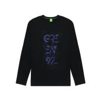 Hugo boss雨果波士长袖T恤男透气舒适百搭耐穿黑色印花修身棉质