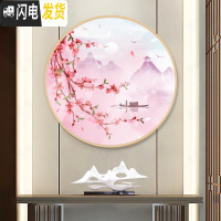 三维工匠十字绣客厅小幅2019新款线绣家用刺绣清新自然风十里桃花小件卧室 城楼50*50cm棉线4股圆形玻璃框