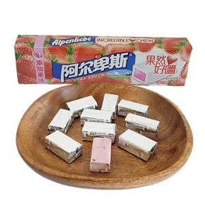 阿尔卑斯果然好嚼菠萝味草莓味葡萄味软糖夹心糖汁条糖充气糖果47g*12条