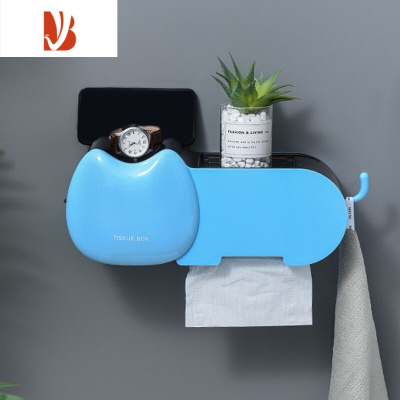 三维工匠多厕所纸巾盒防水免打孔壁挂式浴室卫生间收纳置物架创意可爱 星蓝