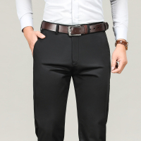 金盾(KIN DON)秋冬厚款休闲裤男商务男士中年直筒宽松男冬天西裤男裤子黑色弹力大码裤子男
