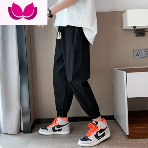 七斓裤子男夏季运动裤宽松休闲长裤九分裤束脚裤韩版潮流痞帅卫裤