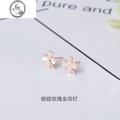 JiMi四叶草银银耳夹无耳洞女新款耳环耳骨钉耳饰高级感小众蚊香盘耳挂