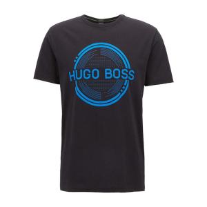 HUGO BOSS休闲棉质印花短袖T恤圆领百搭男装 黑色 S