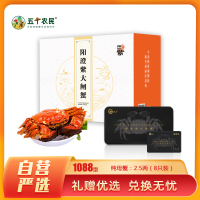 [礼券]阳澄紫牌 苏州精品大闸蟹礼券1088型 纯母蟹2.5两/8只 大闸蟹礼盒 礼品卡 海鲜礼盒