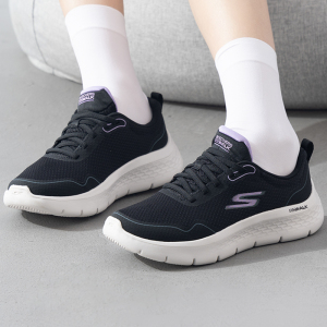 Skechers斯凯奇女鞋新款一脚穿健步鞋网面透气运动休闲鞋124977-BKLV ZP