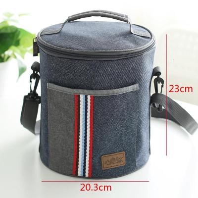 便当包饭盒袋保温袋牛津布牛津布装保温桶袋子手提圆形饭盒袋上班族带饭包包便当盒袋饭桶套
