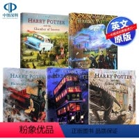 [彩绘版]哈利波特1-5册 [正版]英文原版 哈利波特1-5 精装彩绘插画版五册 Harry Potter 与魔法石