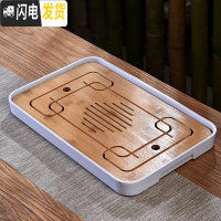 三维工匠家用简约功夫茶具茶盘套装迷你储水密胺干泡小茶台日式竹制茶托盘 密胺大长方四方白茶盘36cm