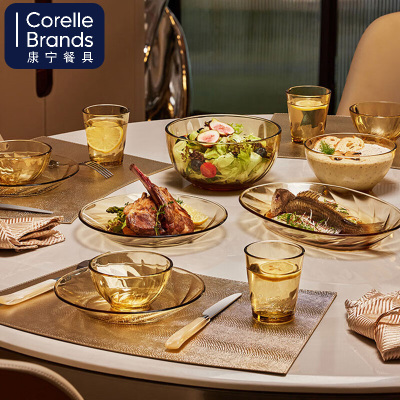康宁玻璃餐具-VISIONS 晶炫系列餐具套组 4件组 黄盒 2小碗1小盘1大盘