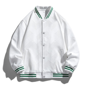 男装秋冬季纯色针织提花棒球服韩版潮牌立领排扣开衫外套