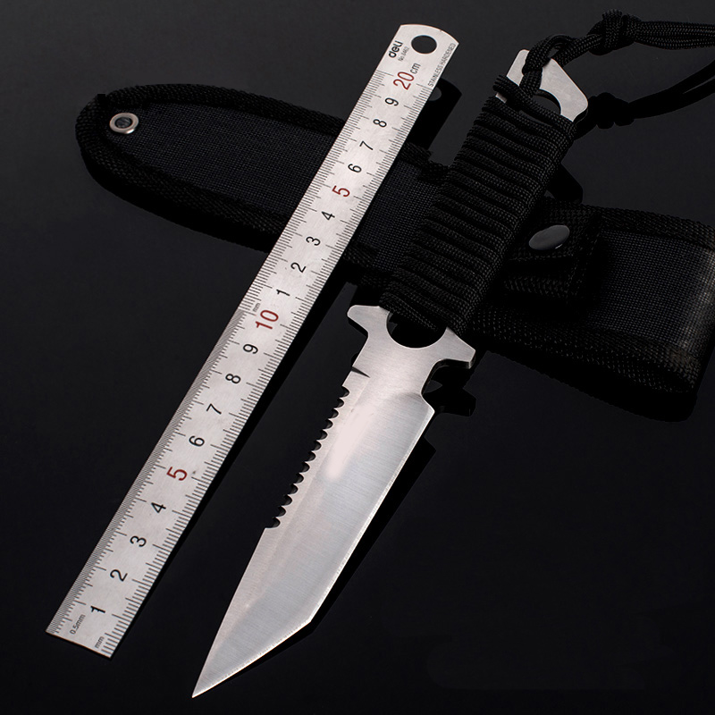 户外求生小刀绑腿潜水小直刀户外小刀深海战士武术训练刀短刀剑防卫
