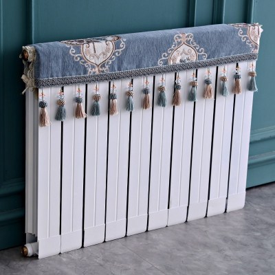 欧式暖气片罩装饰罩子布艺防尘套老式遮挡盖布遮挡帘保护套卫生 织羽蓝色 长度260cm*厚度10cm*高度(含穗)20cm