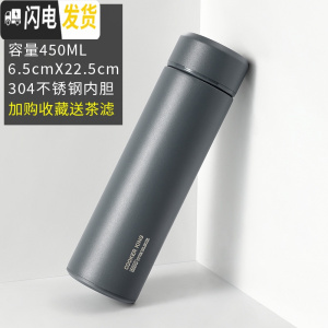 三维工匠水杯304不锈钢保温杯大容量随手杯便携车载真空保温杯 太空灰