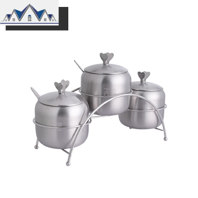 调味罐304不锈钢厨房调料盒家用辣椒油糖盐罐调料瓶收纳组合套装 三维工匠收纳盒