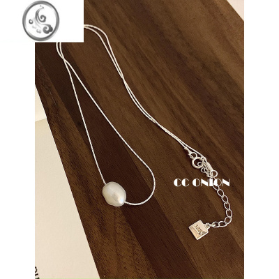 JiMi小众设计款ins极简风一颗珍珠银银锁骨链气质高级感项链新款