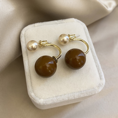 红色珍珠新年耳环2024新款气质耳钉女秋冬高级感百搭耳饰品送女朋友老婆情人节七夕生日礼物