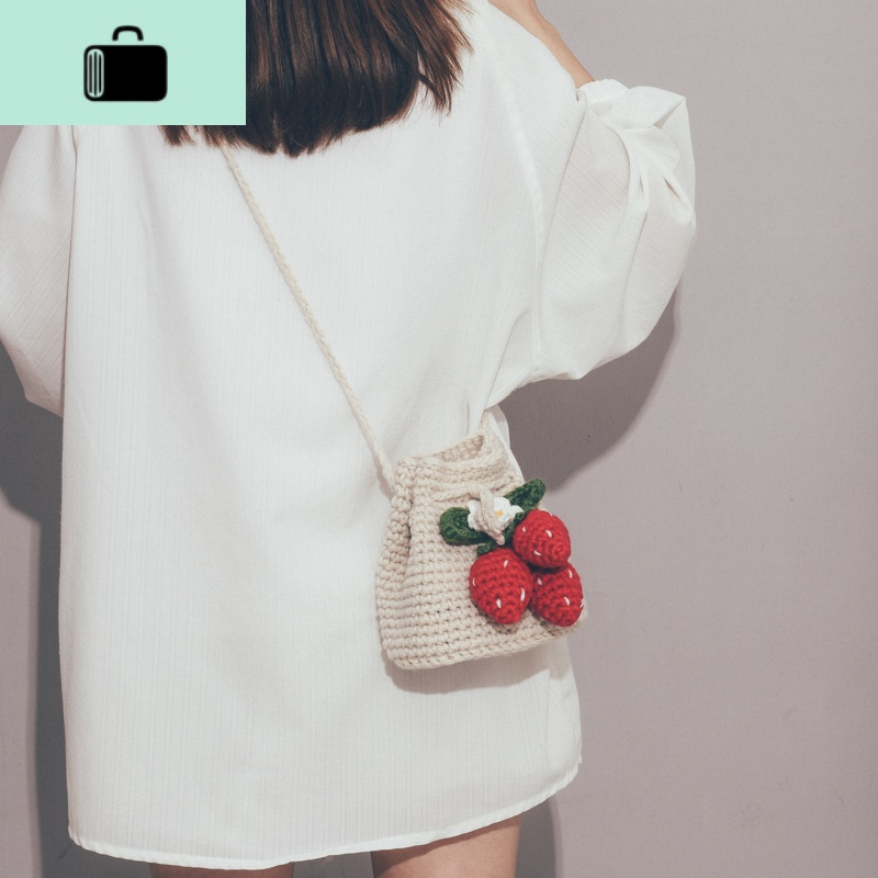 手工编织包包女2020新款潮可爱百搭斜挎包ins学生森系文艺水桶包NEW LAKE女士单肩包